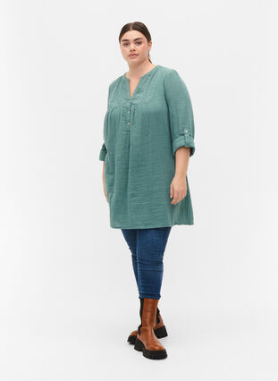 Tunic in cotton with embroidery anglaise, Sea Pine, Model image number 2