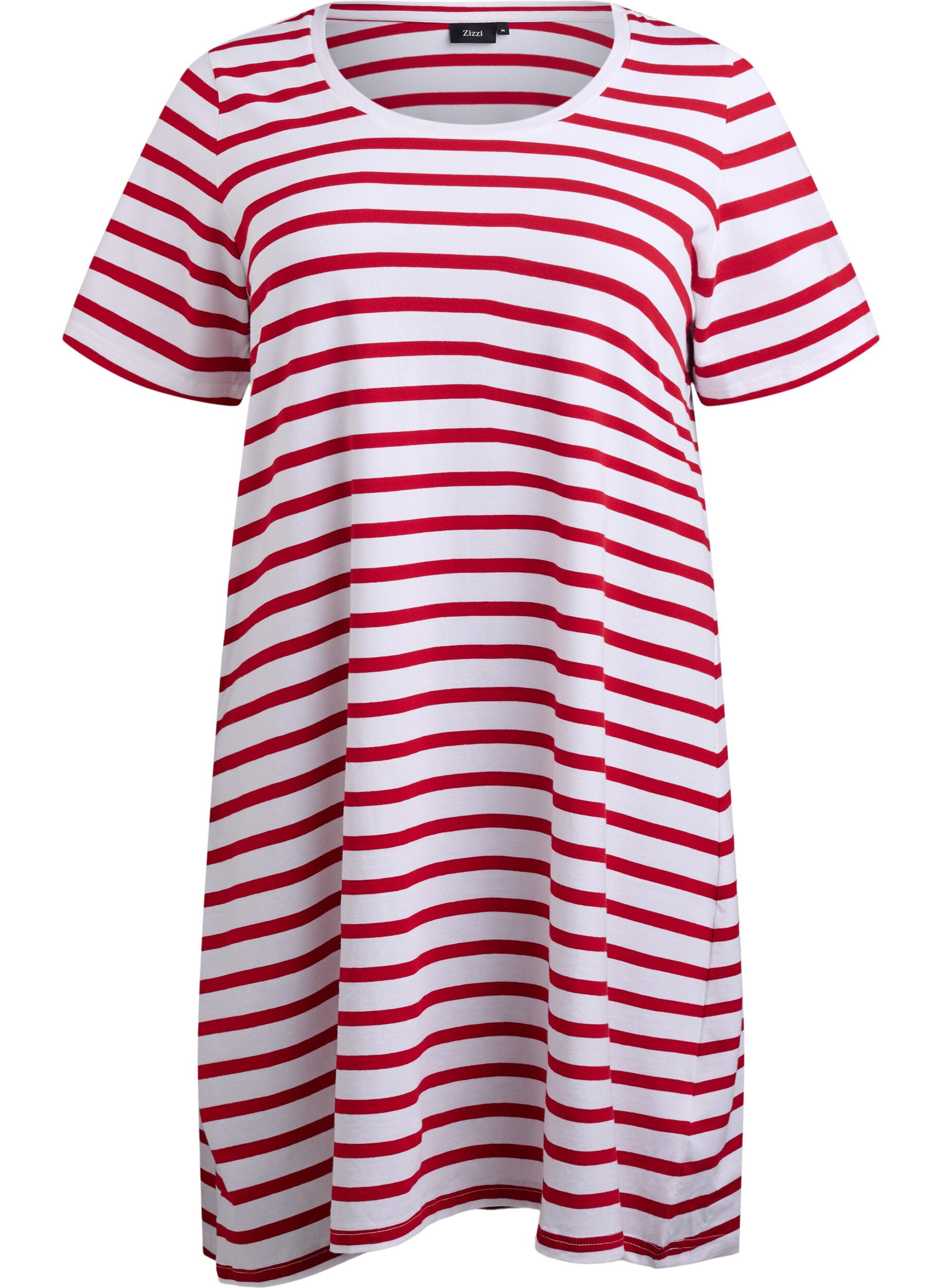 Zizzifashion Striped jersey dress with short sleeves, Red, Packshot image number 0