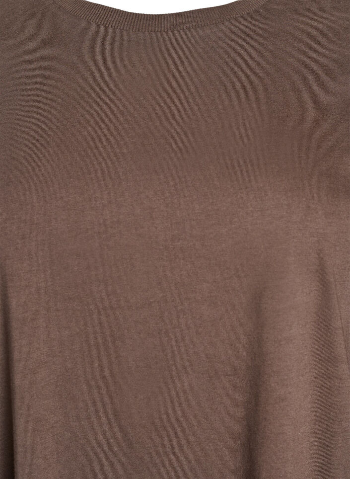 Knee-length cotton T-shirt dress, Brown, Packshot image number 2