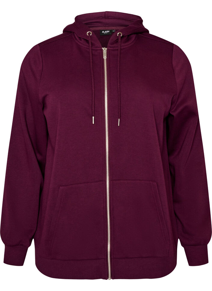 Hooded sweatshirt with a zip and pockets, Purple, Packshot image number 0
