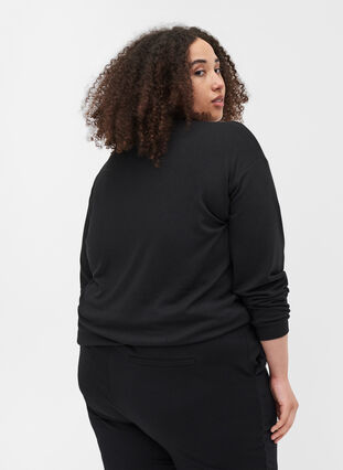 Long -sleeved blouse with glitter, Black, Model image number 1