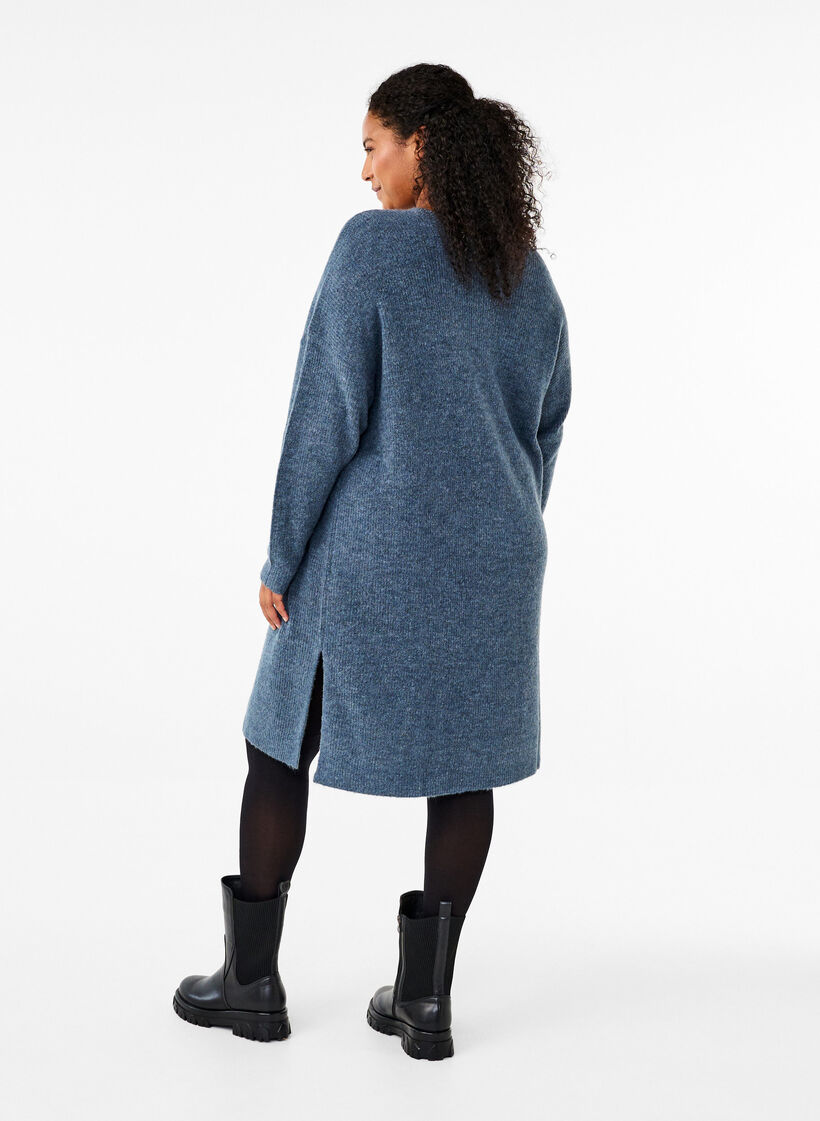 Long sleeved rib knit dress, Bering Sea Mel., Model image number 1