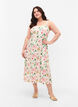 Floral viscose strap dress with smocking, Off White Flower, Model image number 0