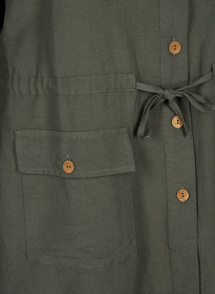 Linen blend shirt with pockets, Thyme, Packshot image number 3