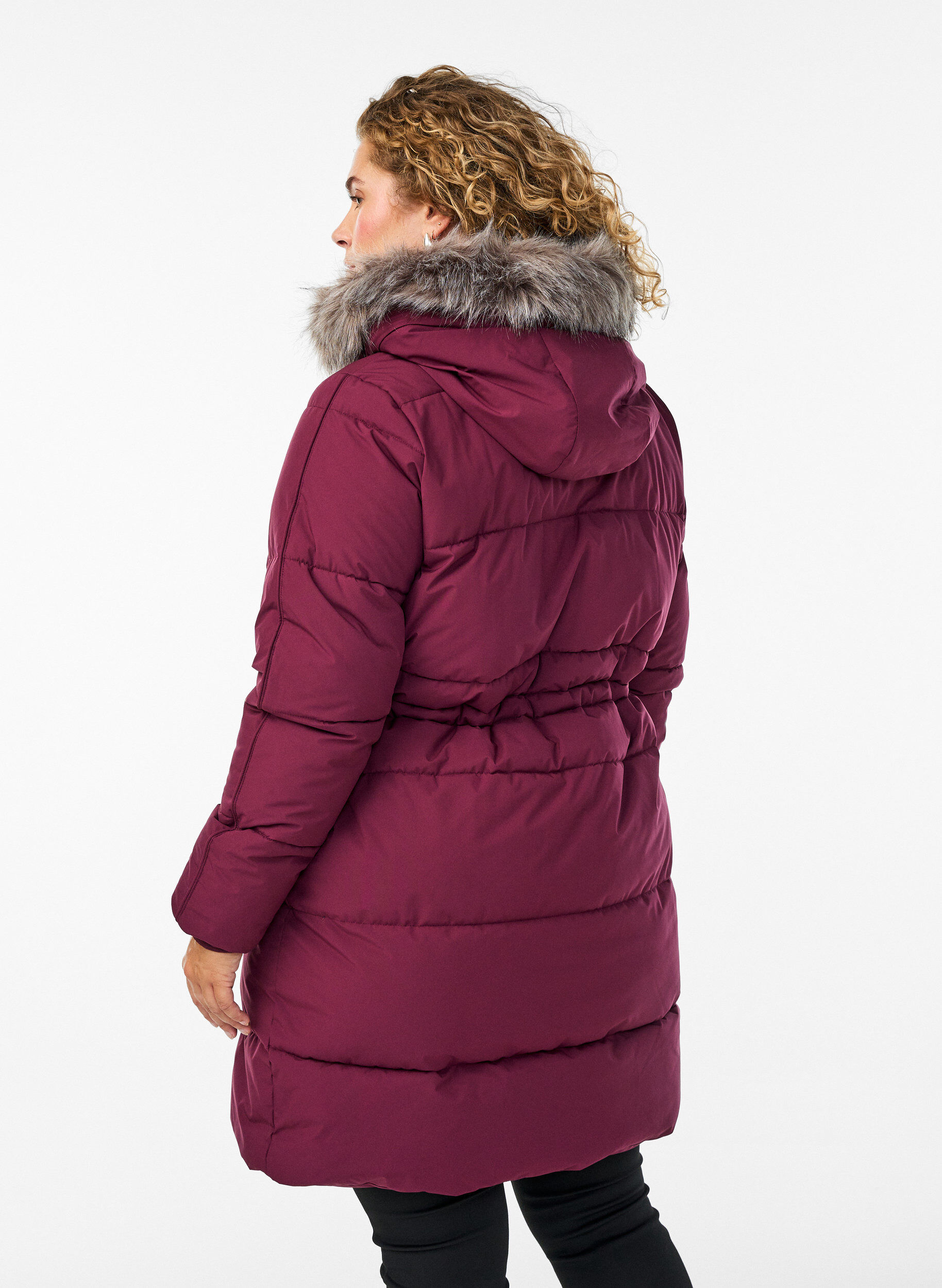 Zizzifashion Water-repellent parka with faux fur Collar, Dark Bordeaux, Model image number 2