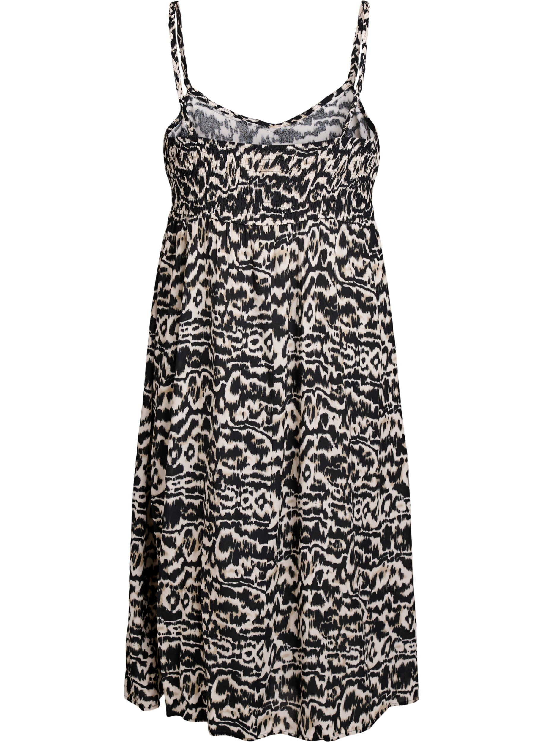 Zizzifashion Midi strap dress with a smocked back, Black, Packshot image number 1