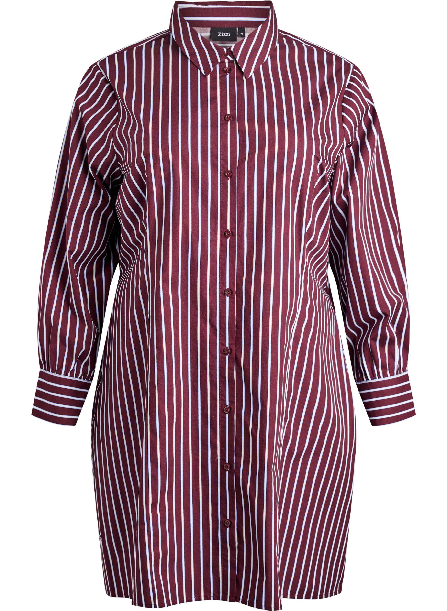 Striped shirt dress with an elasticated waist
