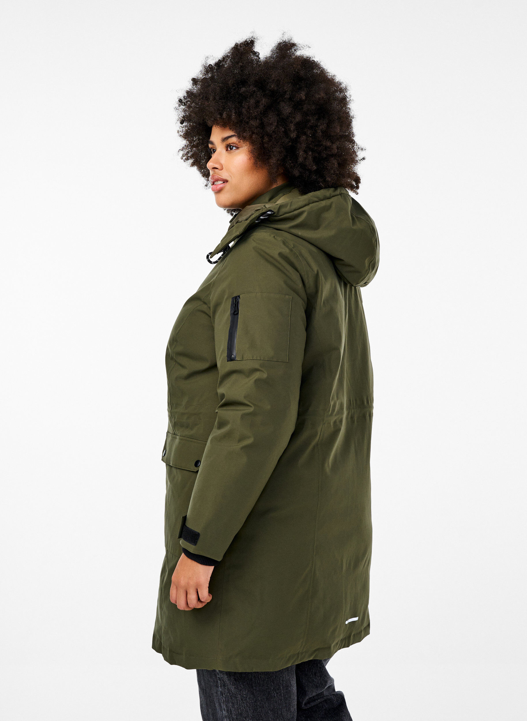 Zizzifashion Practical winter jacket with hood and pockets, Green, Model image number 2