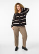 FLASH - Knitted cardigan with stripes and buttons, Black, Model image number 1