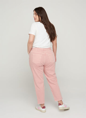 Mom fit jeans in cotton, Rose Smoke, Model image number 1