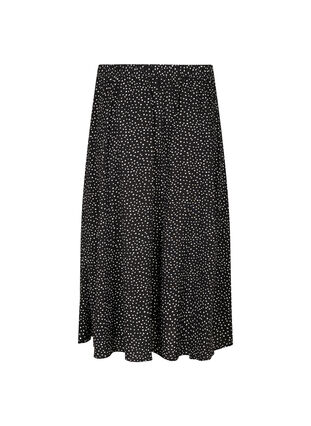 Viscose midi skirt with button and polka dots, Black w. Dot, Packshot image number 1
