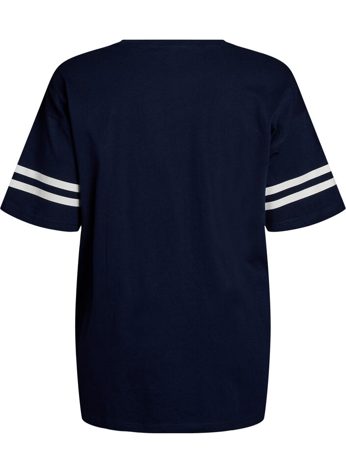 Sporty oversized college T-shirt, Blue, Packshot image number 1