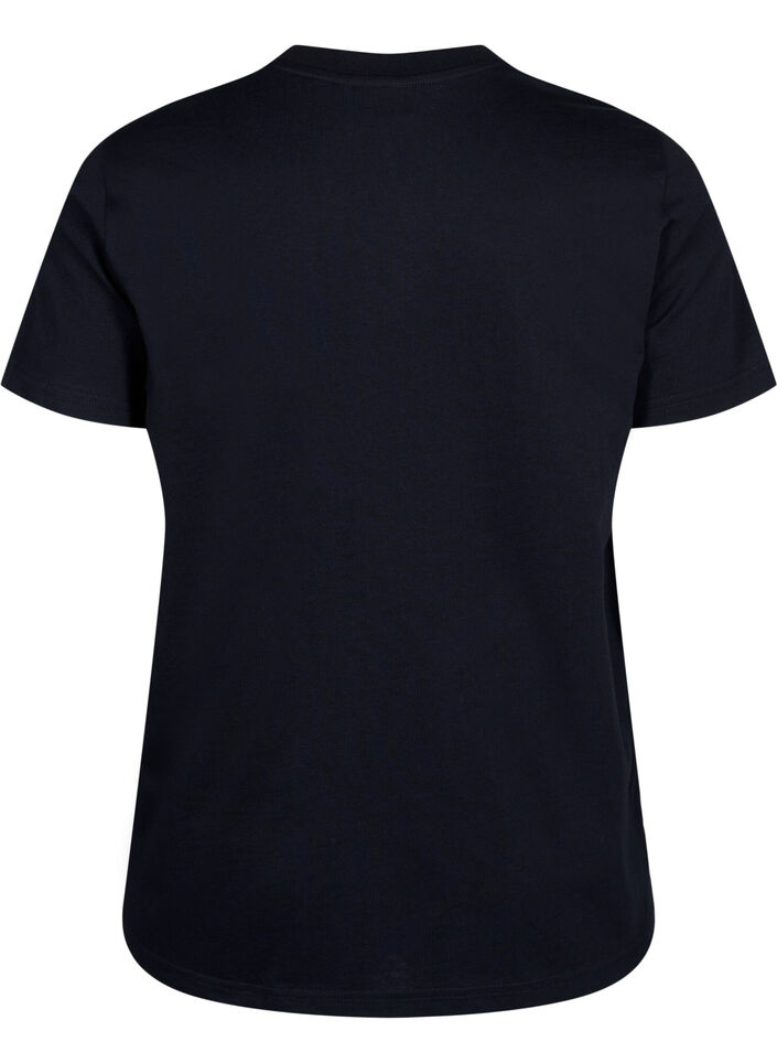 Basic cotton T-shirt with round neck, Black, Packshot image number 1