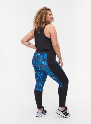 Cropped workout tights with print, Daphne Print, Model image number 1