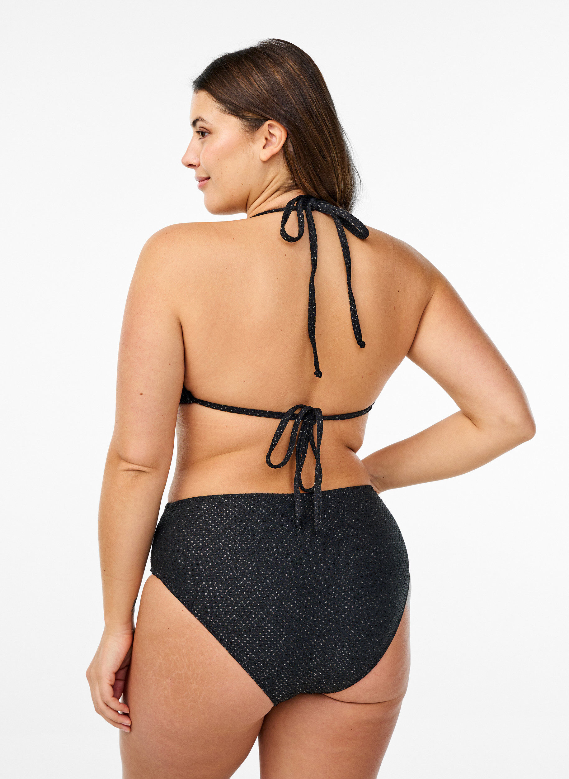 Zizzifashion Bikini brief with glitter and a tai cut, Black, Model image number 1