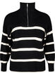 Pullover with stripes and high collar	, Black w. Birch, Packshot image number 0