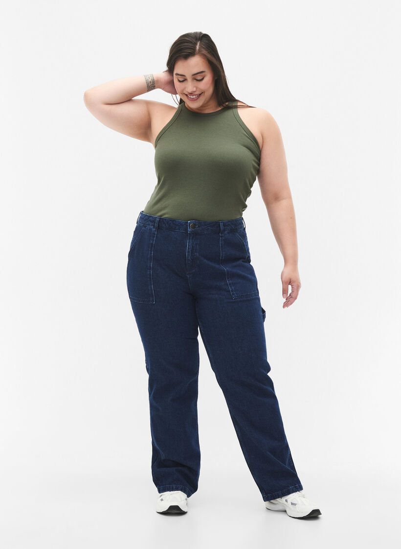 Straight Fit Cargo Jeans, Dark blue, Model image number 0