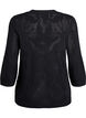 Knit blouse with an openwork pattern and 3/4 sleeves, Black, Packshot image number 1