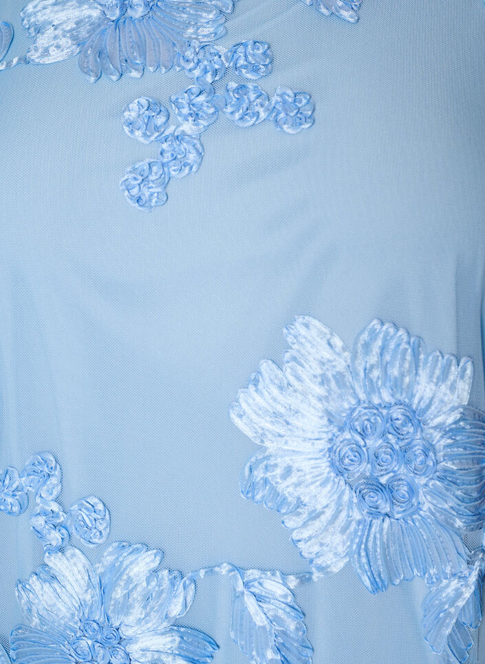 Mesh dress with floral appliqu&eacute;s, Light Blue, Packshot image number 2