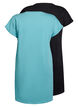 2-pack T-shirt dress with short sleeves, Blue, Packshot image number 1