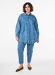 Denim shirt with embroidered motifs, Light Blue, Model image number 1
