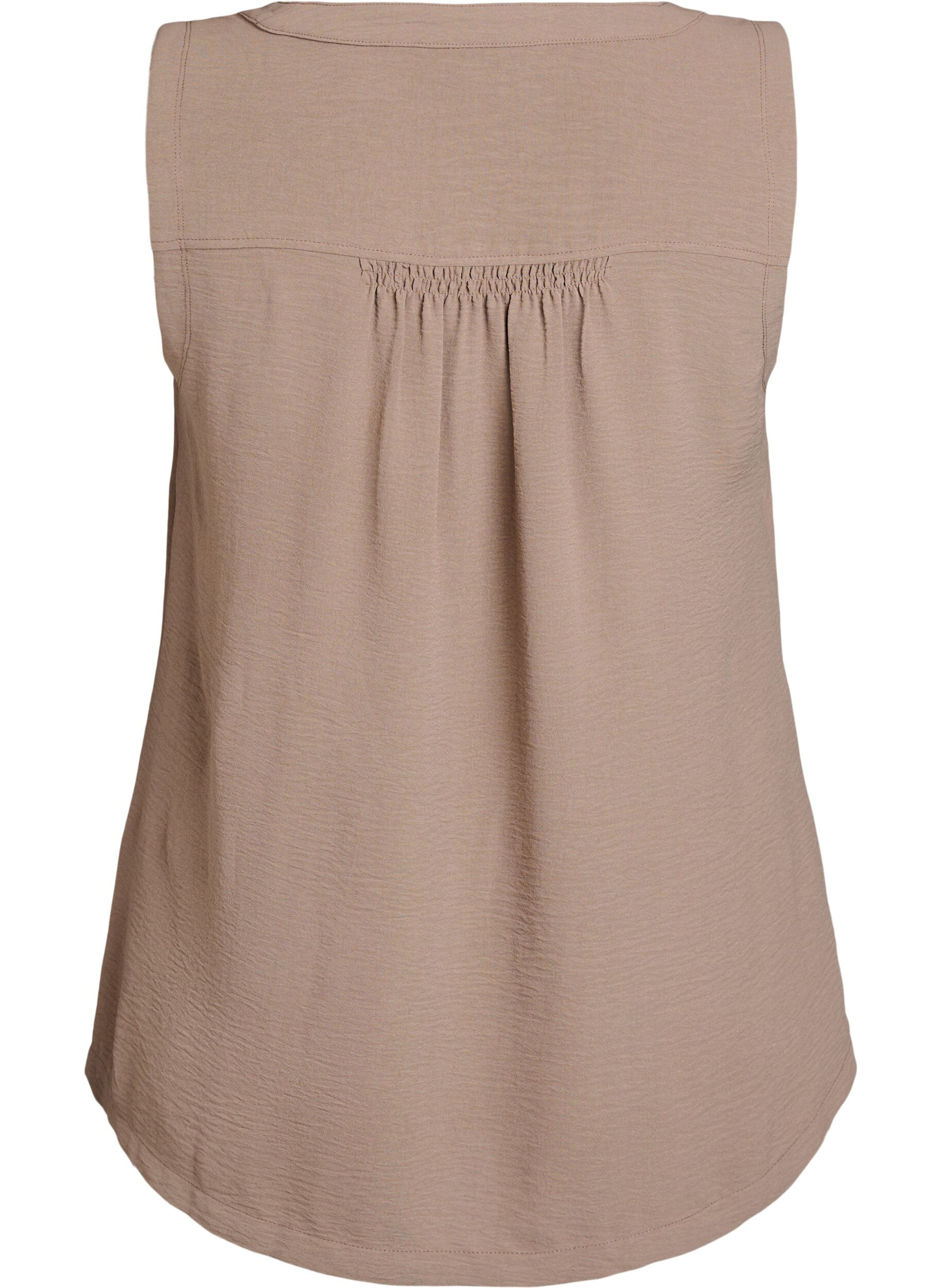 Zizzifashion Sleeveless top with wrinkle details, Brown, Packshot image number 1