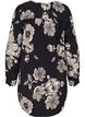 Long floral viscose shirt, Black White AOP, Packshot image number 1