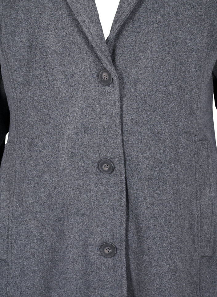 Long wool coat with pockets, Dark Grey Melange, Packshot image number 2