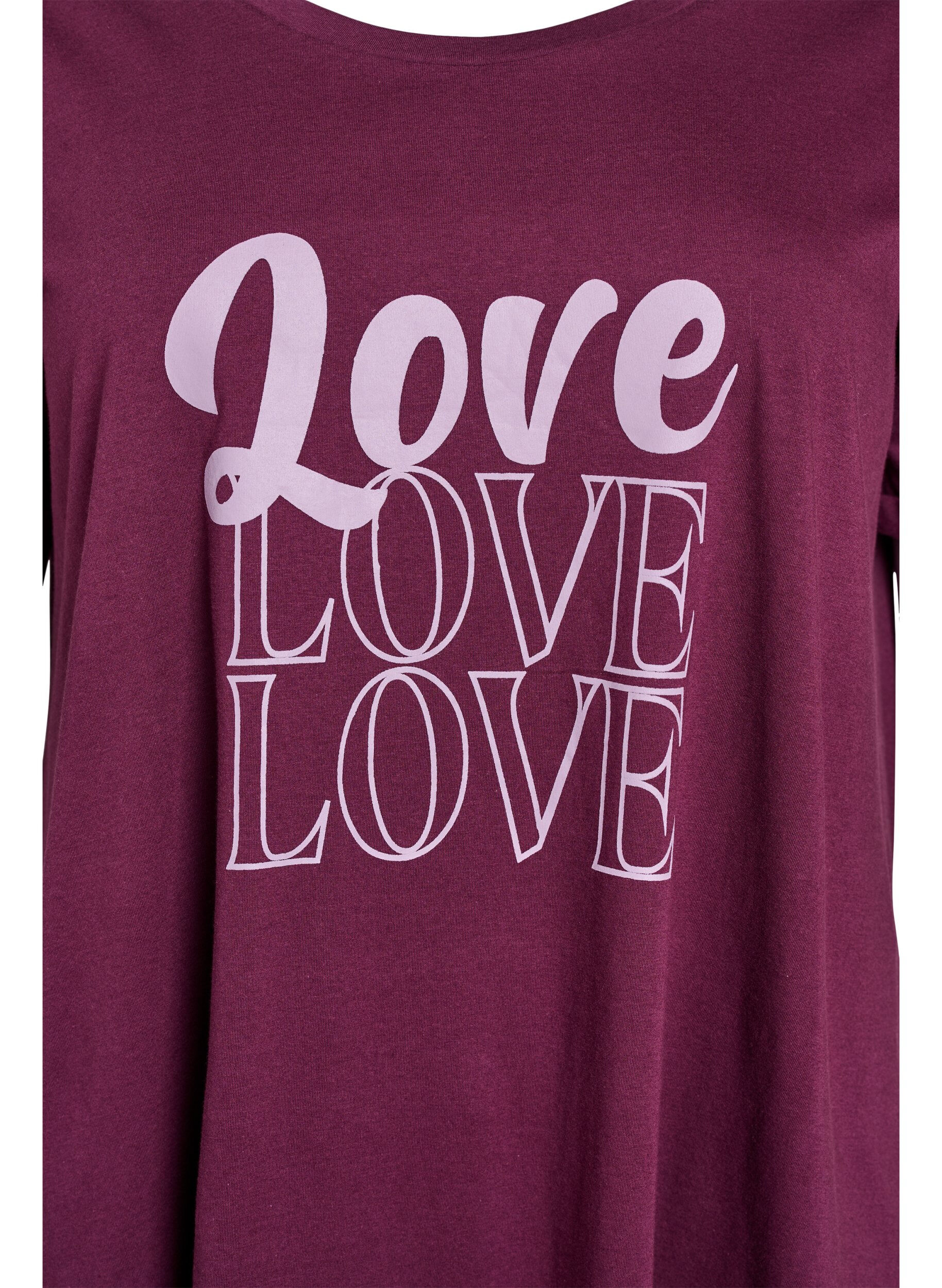 Zizzifashion Short-sleeved nightgown in organic cotton, Dark Bordeaux, Packshot image number 2