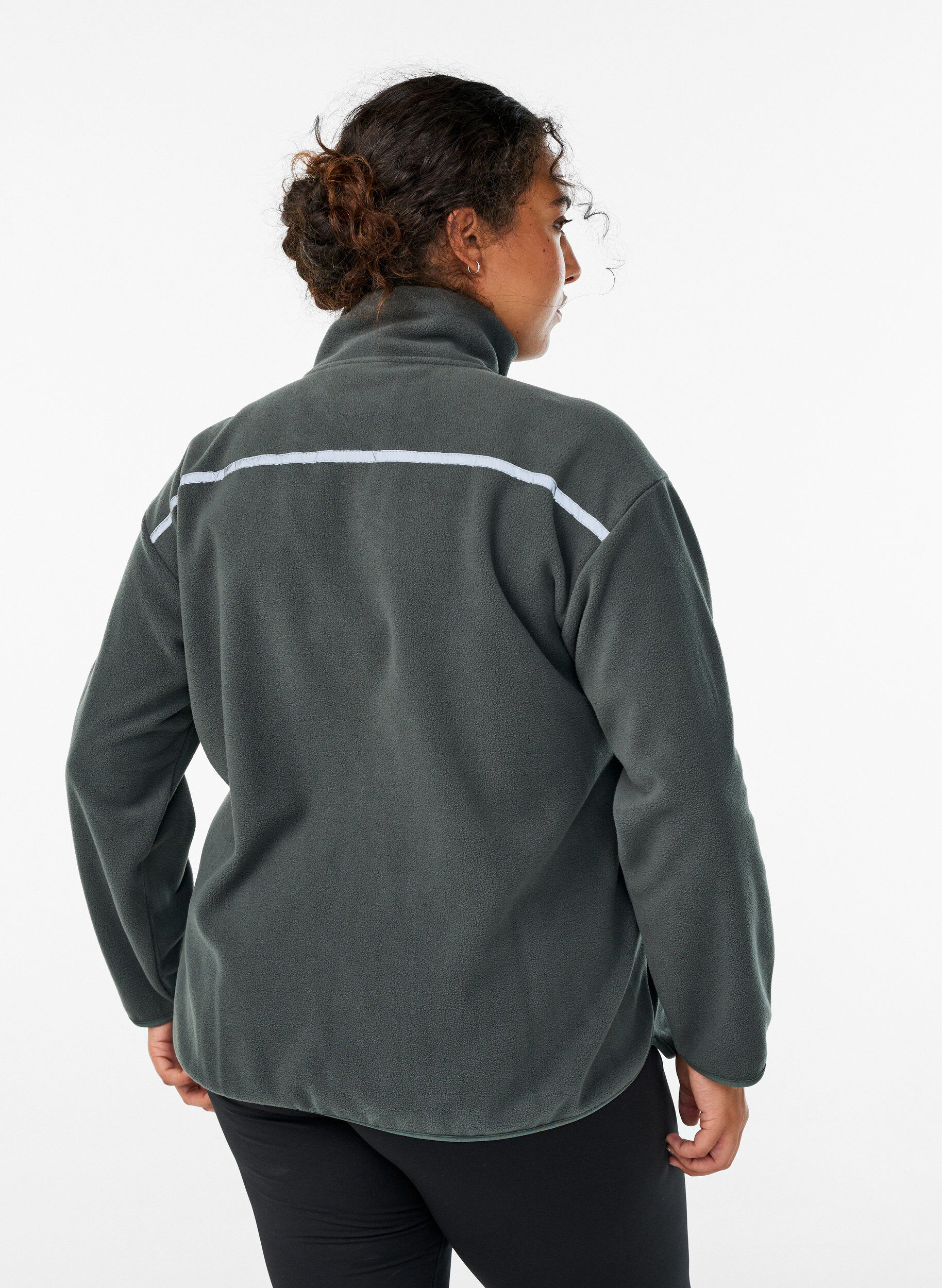 Zizzifashion Fleece jacket with zip and reflective tape, Green, Model image number 2