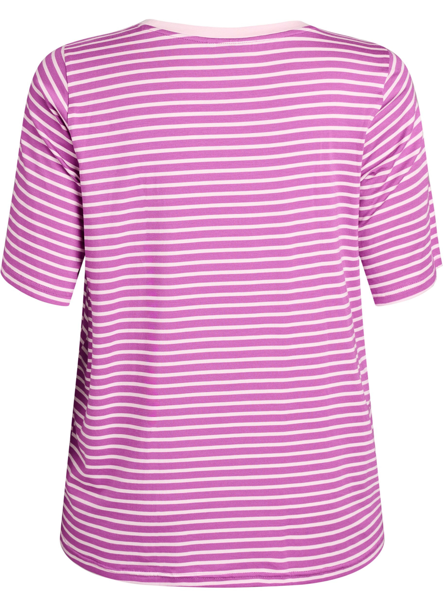 Zizzifashion T-shirt with TENCEL&trade; Lyocell and stripes, Purple, Packshot image number 1