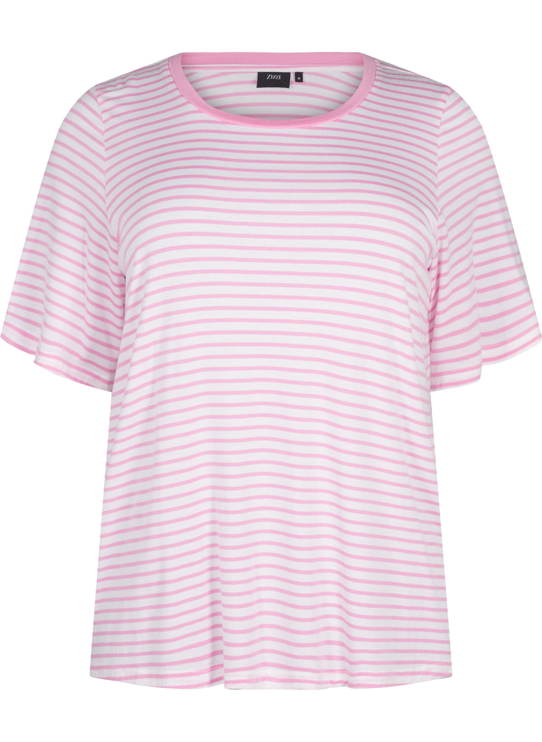 Zizzifashion Striped T-shirt in lyocell with round neck, Red, Packshot image number 0