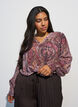 Tunic with paisley print and smocked cuffs, Rose, Model image number 0