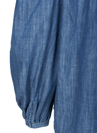 Denim blouse with long puff sleeves, Blue denim, Packshot image number 3