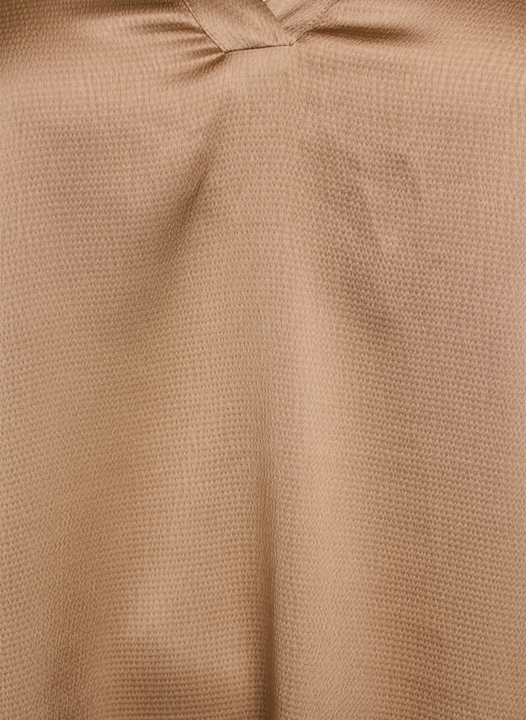 Zizzifashion Satin-look blouse with 1/2 sleeves and a ruffle collar, Brown, Packshot image number 2