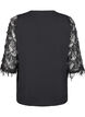 Party blouse with sequin fringes and 3/4 sleeves, Black, Packshot image number 1