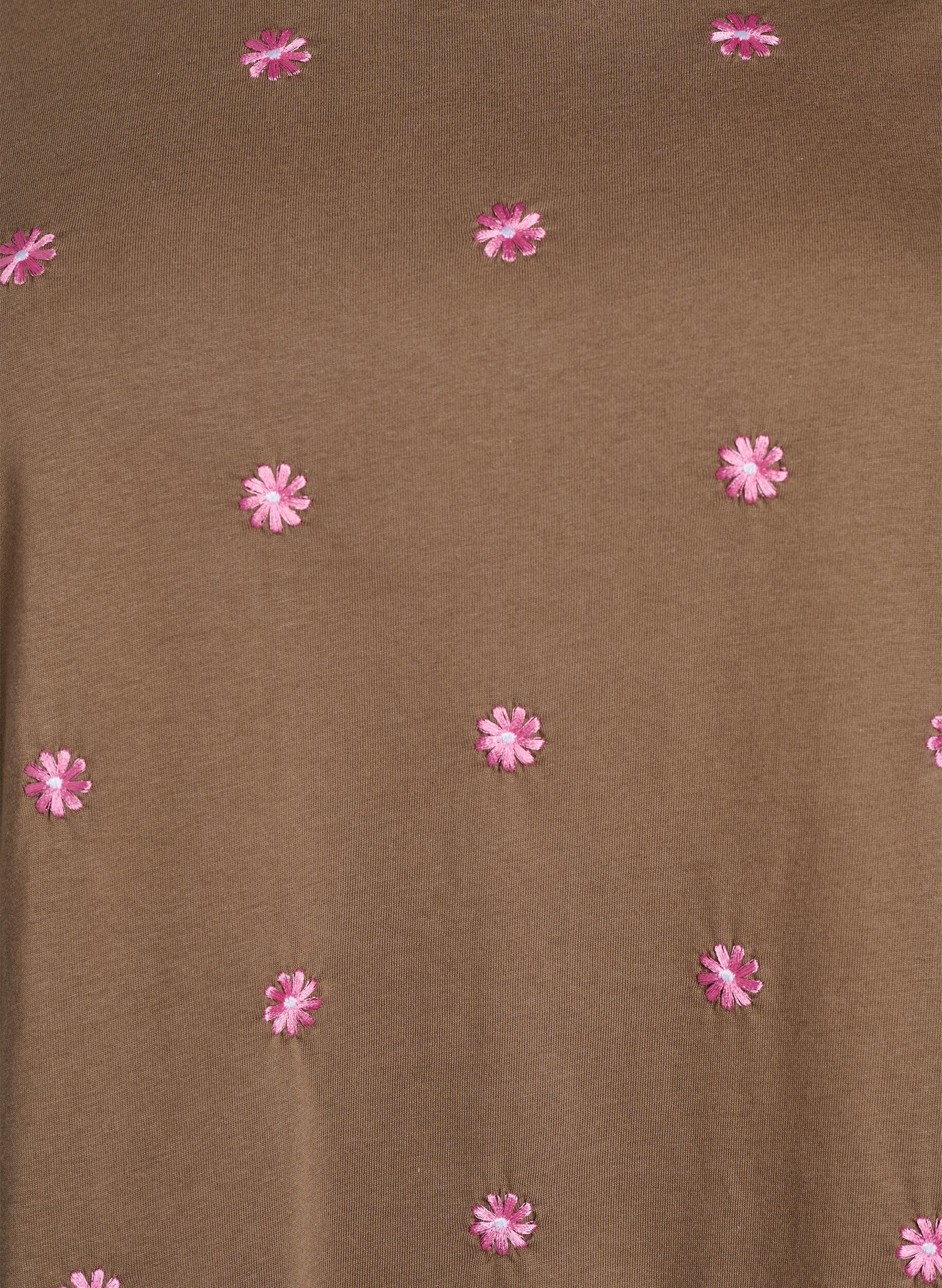 Zizzifashion T-shirt in organic cotton with embroidered motifs, Brown, Packshot image number 2