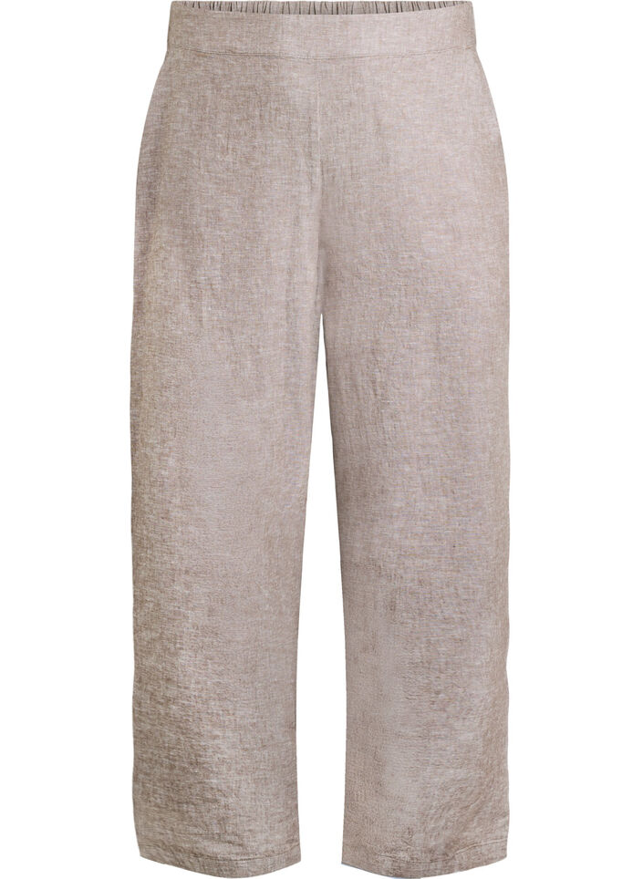 Loose trousers in linen and viscose, Brown, Packshot image number 0