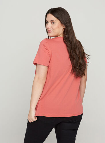 Short-sleeved t-shirt with print details, Faded Rose, Model image number 1