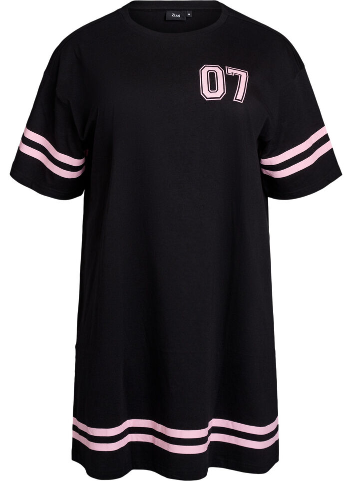 Short T-shirt dress with sporty details, Black, Packshot image number 0
