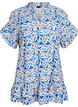 Tunic with V-neck and ruffle details, Blue, Packshot image number 0