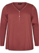 Long-sleeved t-shirt with V-neck and buttons, Brown, Packshot image number 0