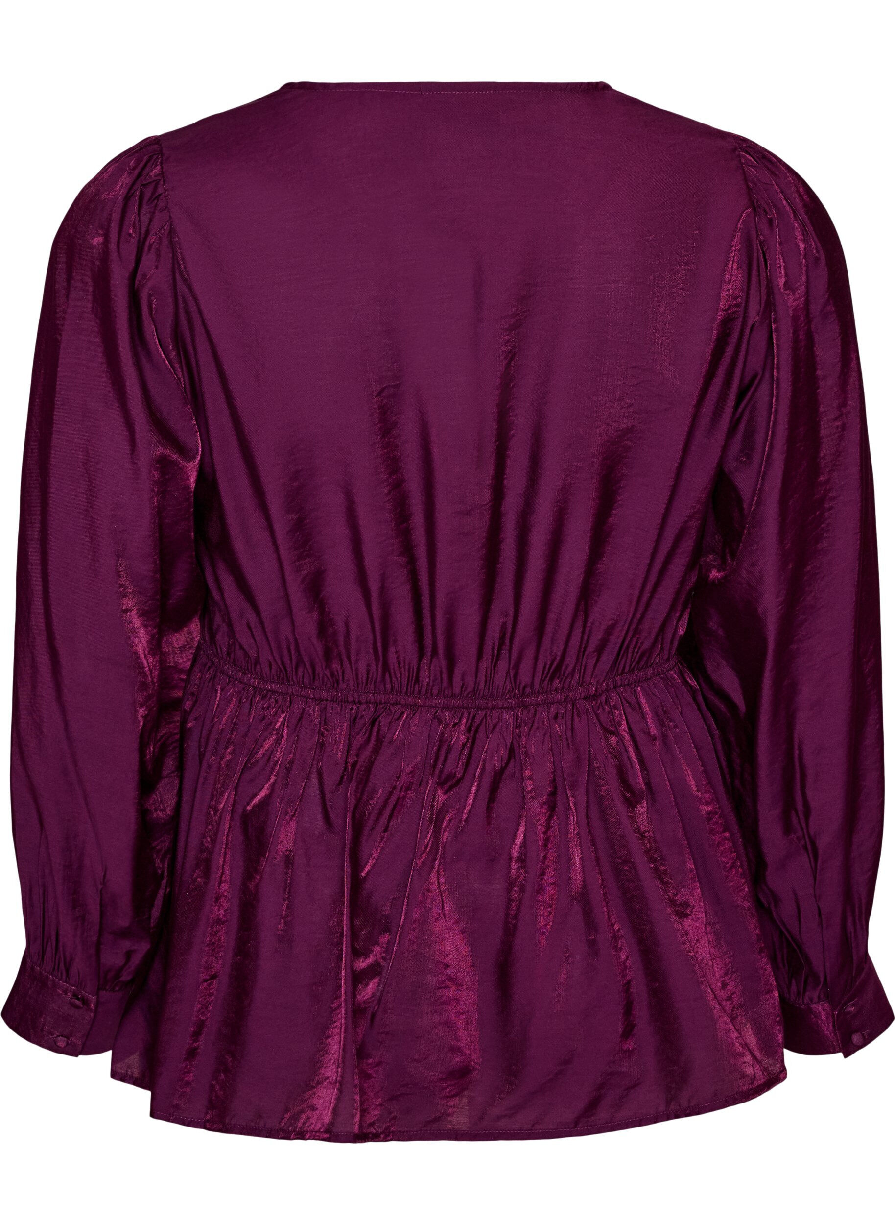 ZizzifashionShiny viscose blouse with peplum effect, Purple, Packshot image number 1