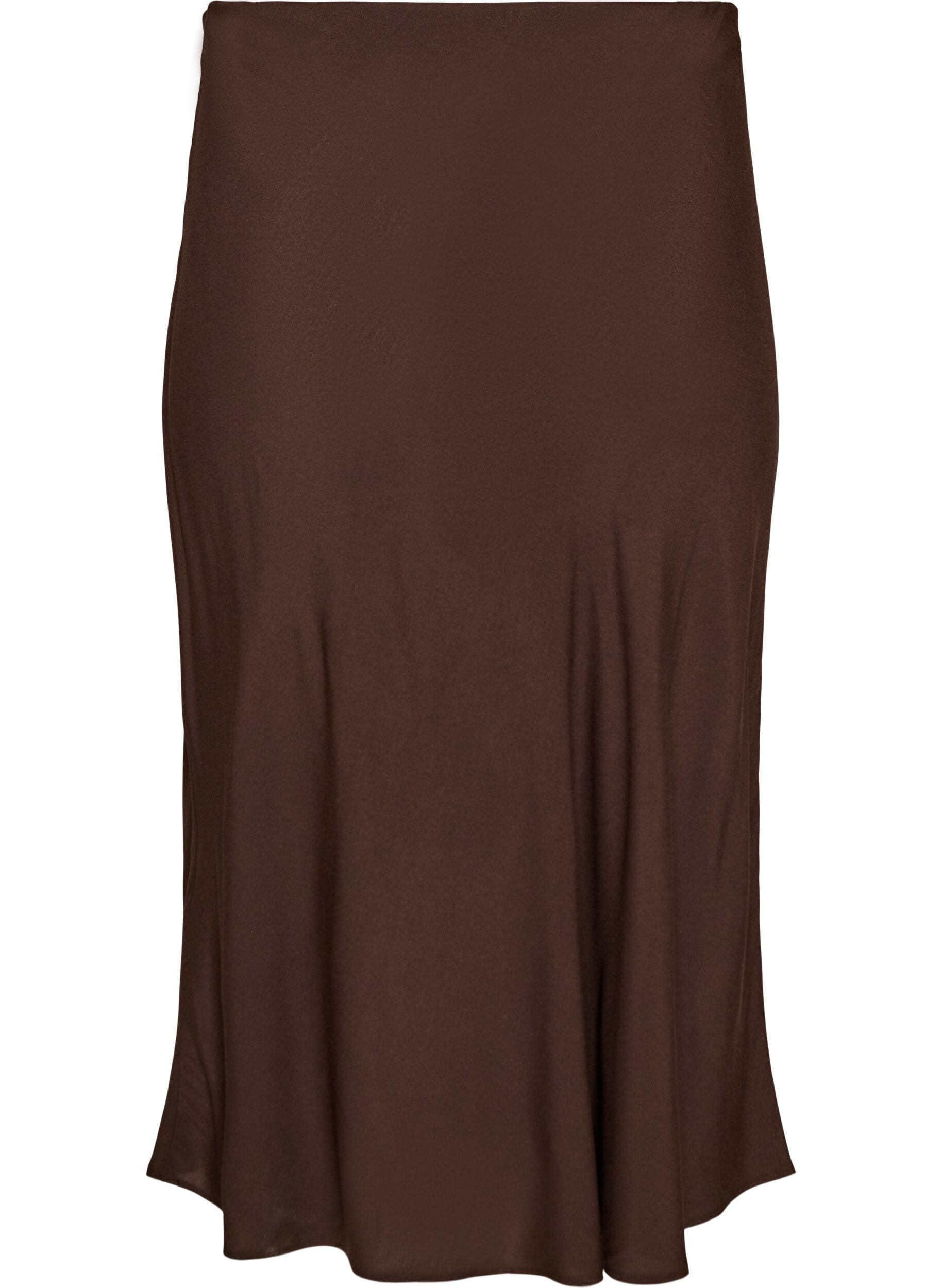 Zizzifashion Viscose skirt with an elasticated waist, Brown, Packshot image number 1