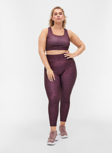 Cropped gym legging with leopard print, Deca Leo, Model image number 0