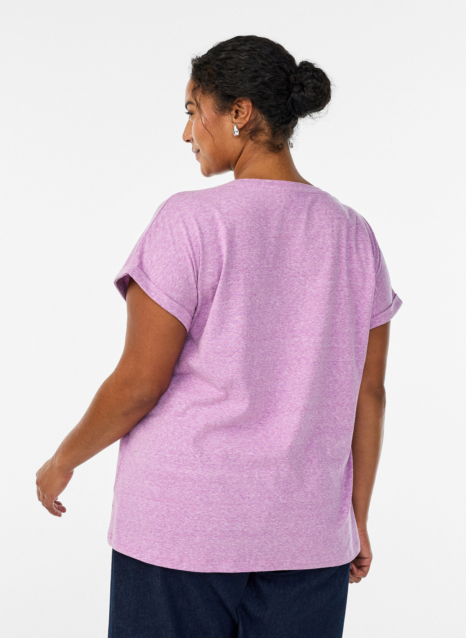 Zizzifashion Melange t-shirt with short sleeves, Purple, Model image number 2