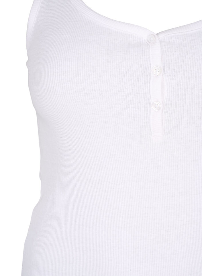 Rib tank top with buttons, Bright White, Packshot image number 2