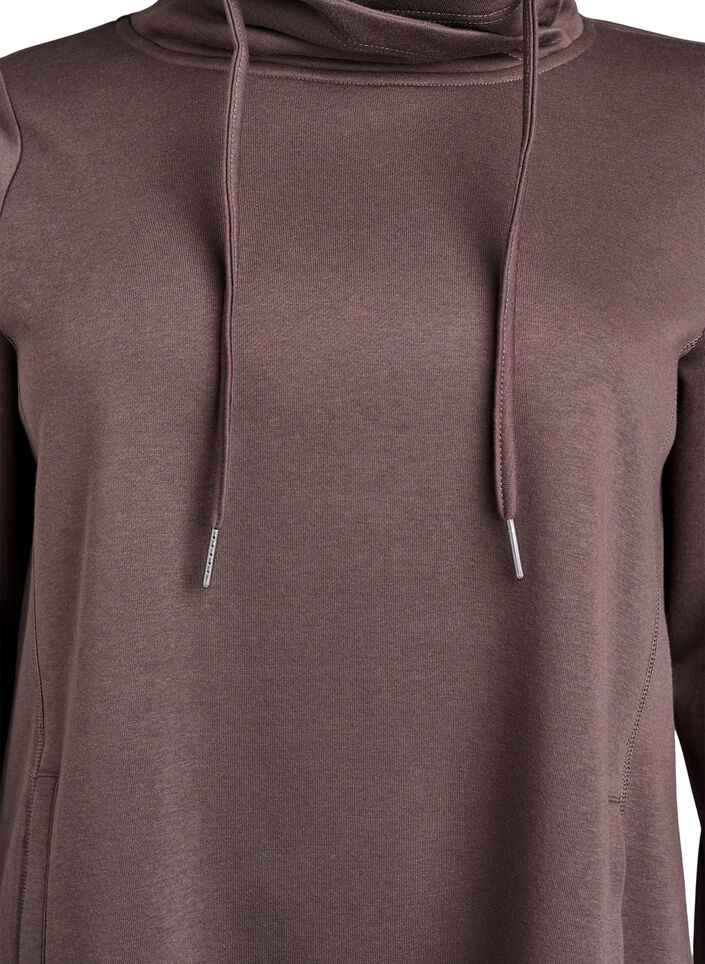 FLASH - Short sweatshirt dress with high collar and pockets, Brown, Packshot image number 2