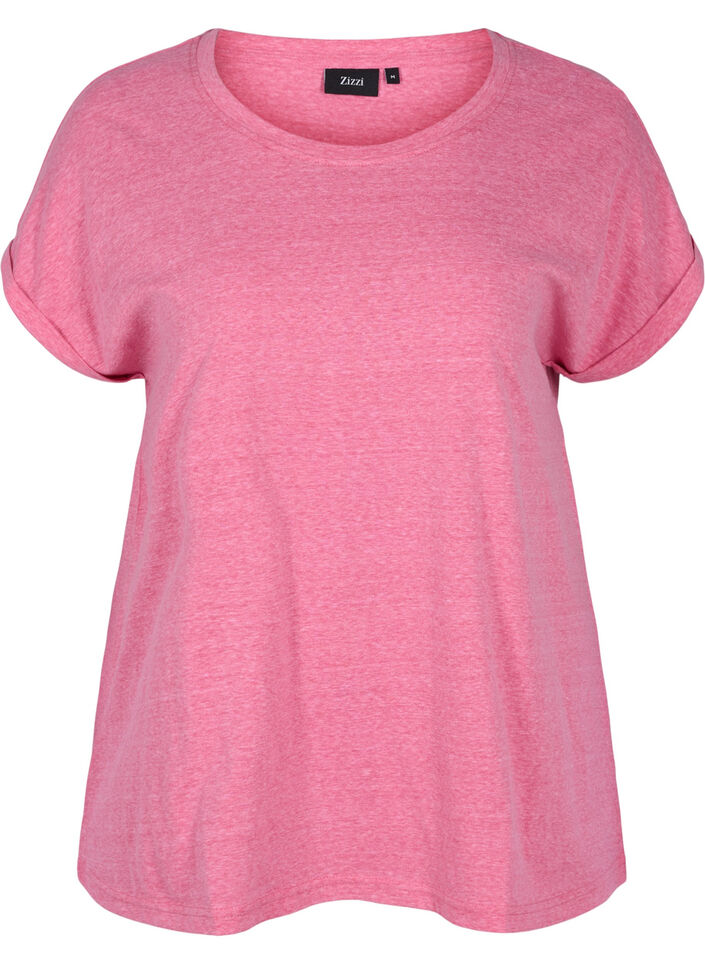 Marled cotton t-shirt, Fandango Pink Mél, Packshot image number 0
