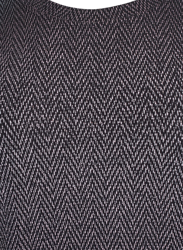 Blouse with herringbone pattern and glitter thread, Black, Packshot image number 2